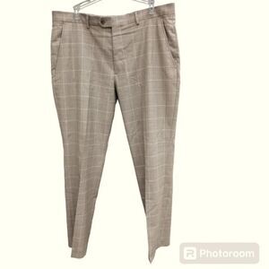Coolmax All Season Stafford Mens Classic Fit Pants Size 36/30 Beige Checkered